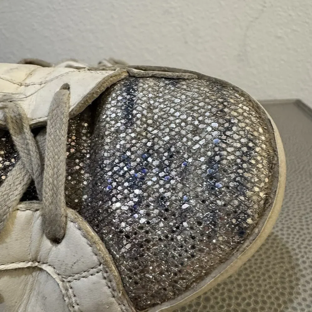Golden Goose Super-Star Sneakers Glitter Toe Size 38 Italy